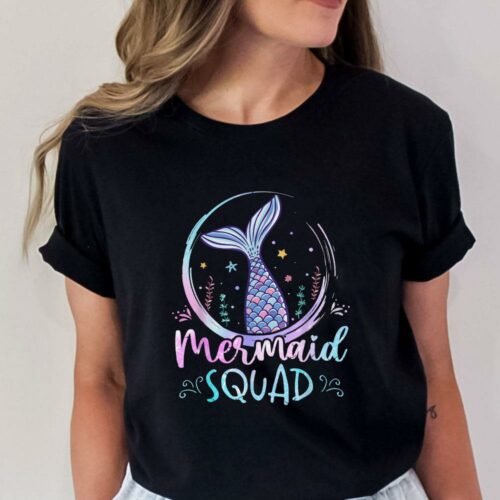 celebrate birthdays with mermaid squad womens t shirt women shirt