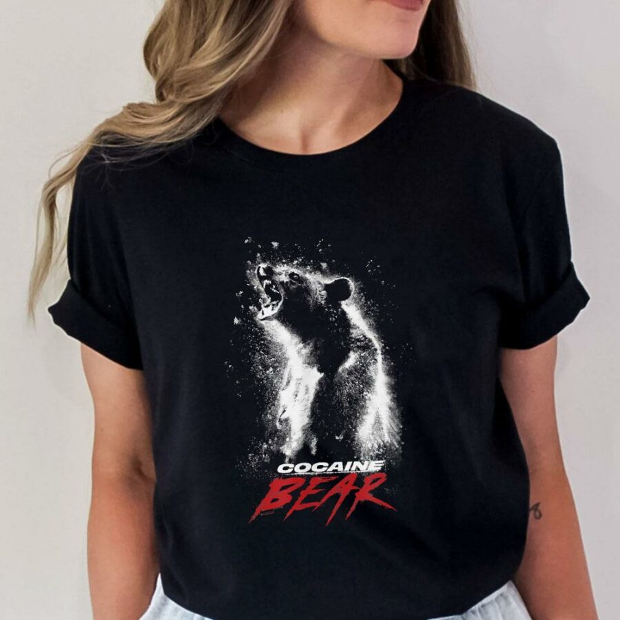 cocaine bear graphic movie logo t shirt women shirt