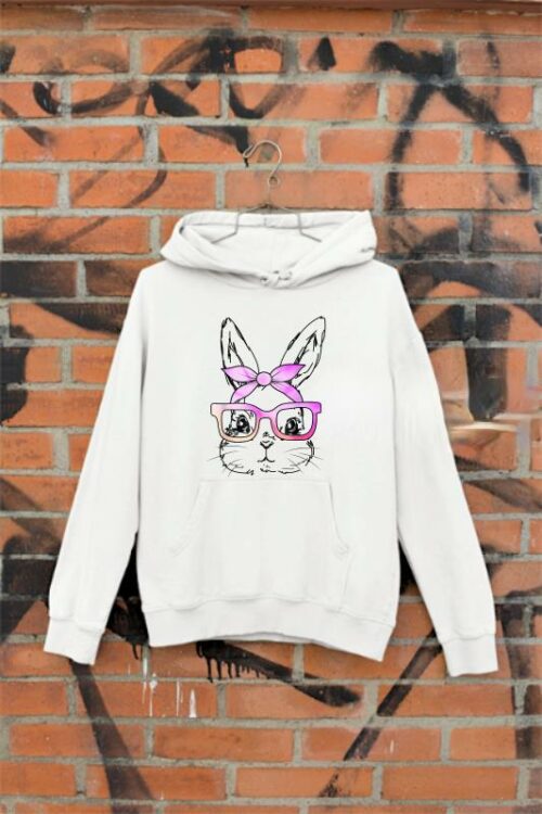 cute bunny rabbit face tie dye glasses girl happy easter day t shirt hoodie