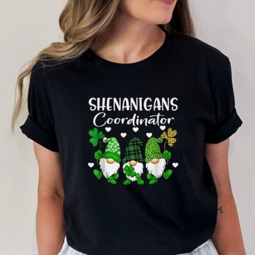 shenanigans coordinator st patricks day gnomes green proud women shirt