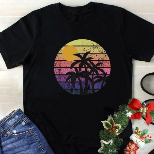 sunshine summer vibes palm trees beach retro tropical cute t shirt shirt