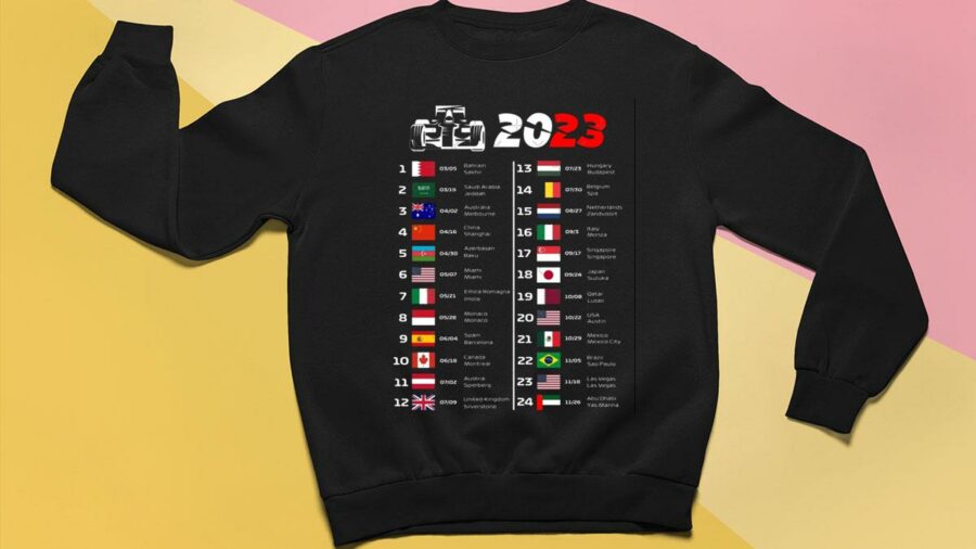 formula one calendar 2023 sweatshirt