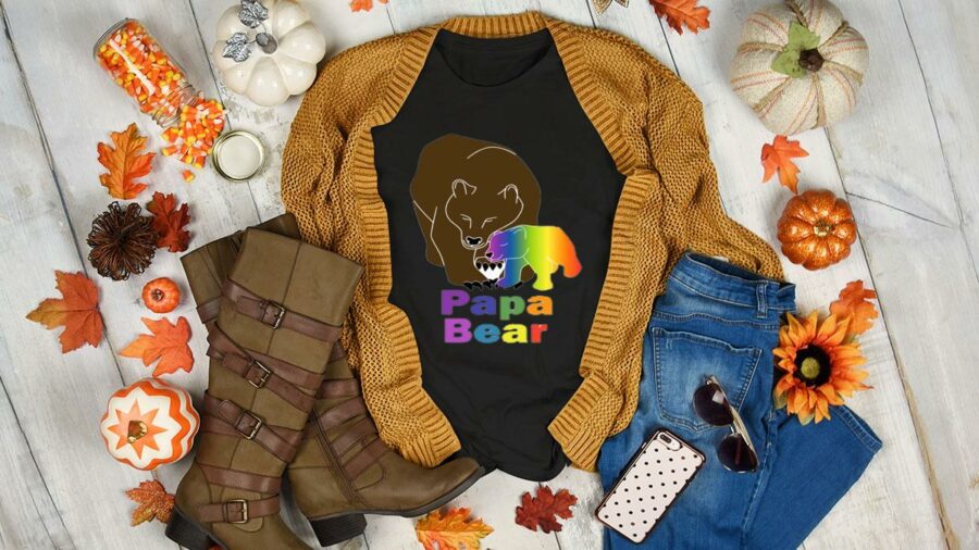 lgbt pride papa bear rainbow fathers day women shirt
