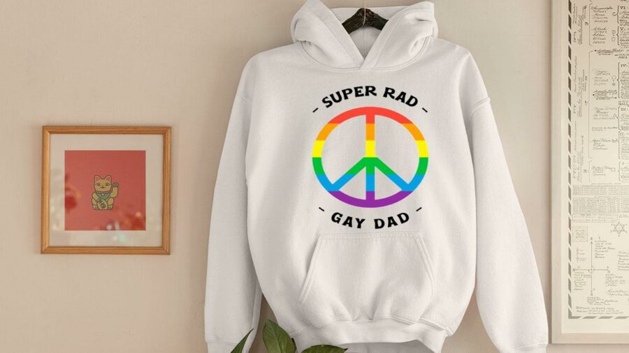 super rad gay dad peace sign lgbt pride fathers day hoodie