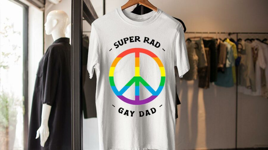 super rad gay dad peace sign lgbt pride fathers day shirt