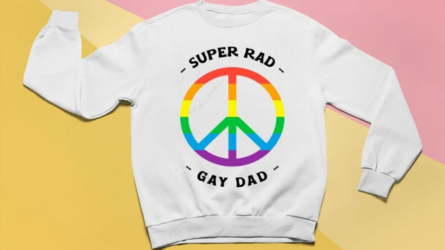 super rad gay dad peace sign lgbt pride fathers day sweatshirt