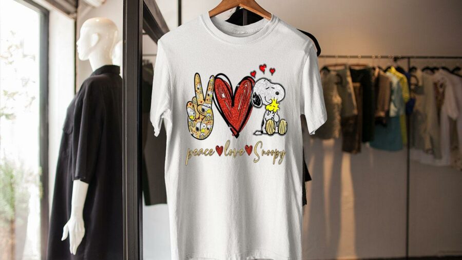 peace love snoopy and woodstock peanuts shirt